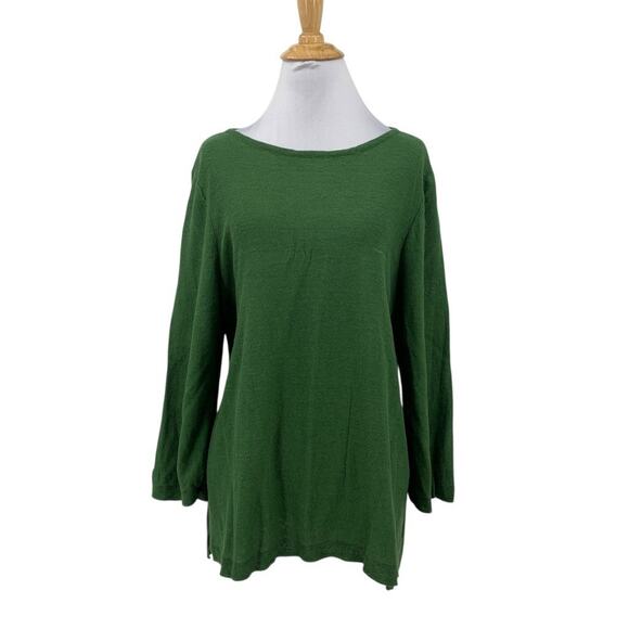 J Jill Sweater Womens L Large Basil Linen Blend Lightweight Bracelet Sleeve - Picture 1 of 14